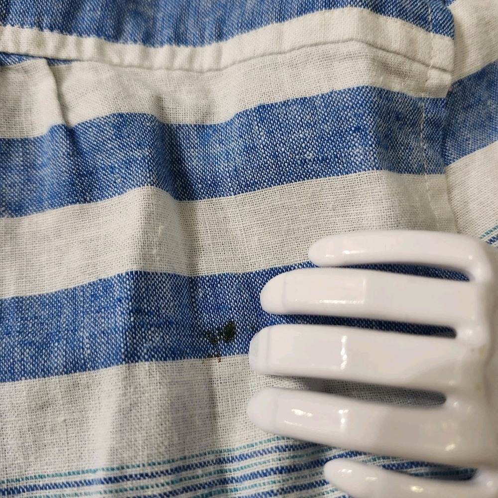 Vineyard Vines Womens Stripe Tie-Front Shirt Blue/White Size 12 Linen Button-Up - Picture 11 of 15